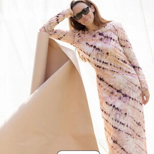Munthe peach tie dye mail relaxed casual midi dress